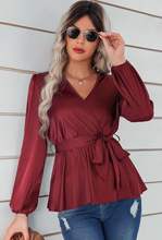 Load image into Gallery viewer, Long Sleeve Wrap Blouse
