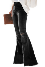 Load image into Gallery viewer, Women&#39;s Distressed Black Flared Jeans
